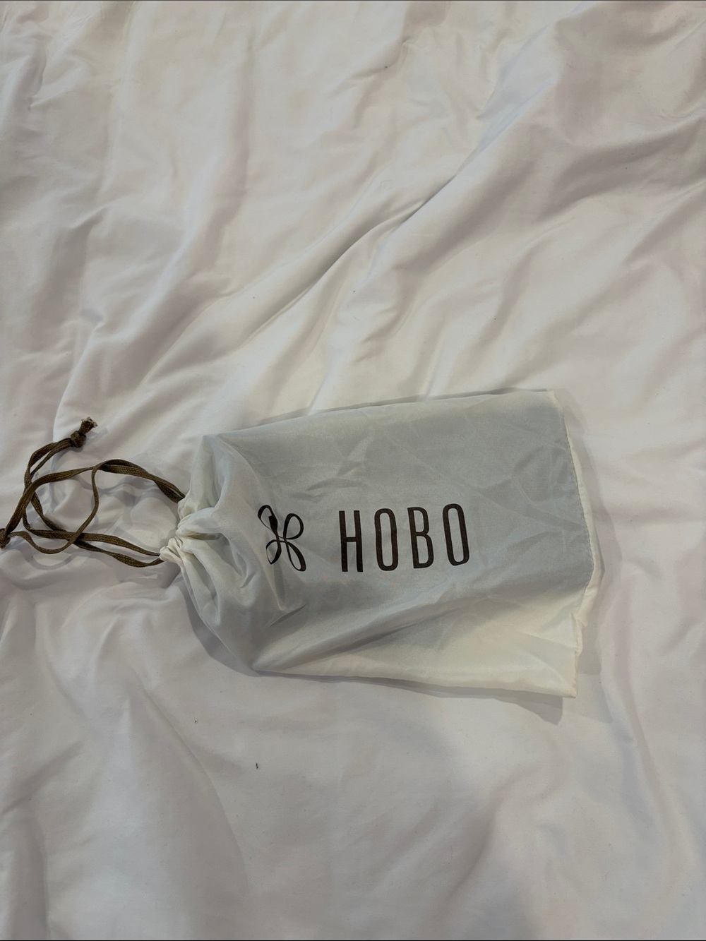 HOBO White Fabric Dust Bag with Brown Drawcords